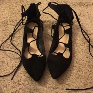 Shoedazzle Black Tie Up Flats